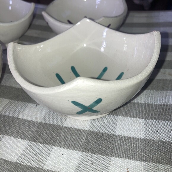 Serghini Safi Moroccan Tic Tac Toe Handmade Pottery Set Of 4 Bowls SIgned - Picture 3 of 5
